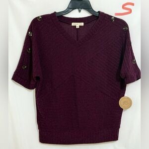 Perseption Purple Button-Accent Top